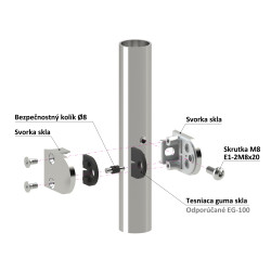 Svorka na trubku ø 33,7 mm, sklo 6 - 10,76 mm, AISI 304 Svorka na trubku ø 33,7 mm, sklo 6 - 10,76 mm, AISI 304